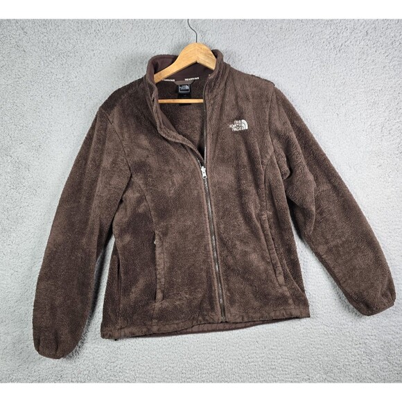 North Face Osito Brown Plush Fleece Jacket Full Zip Soft Teddy Cozy Women Large - Picture 1 of 13